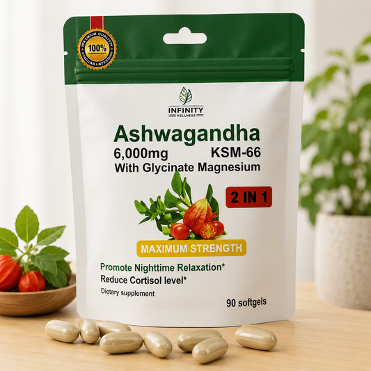 Ashwagandha KSM-66 + Glicinato de Magnesio 6000 mg